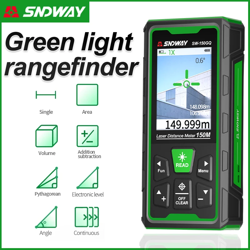 Industrial Laser Tape Measure - Green Laser Distance Meter Digital Rangefinder