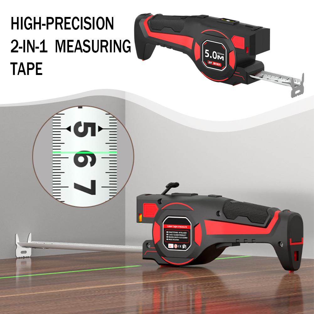 Industrial Laser Tape Measure - 2 in 1 Laser Distance Meter