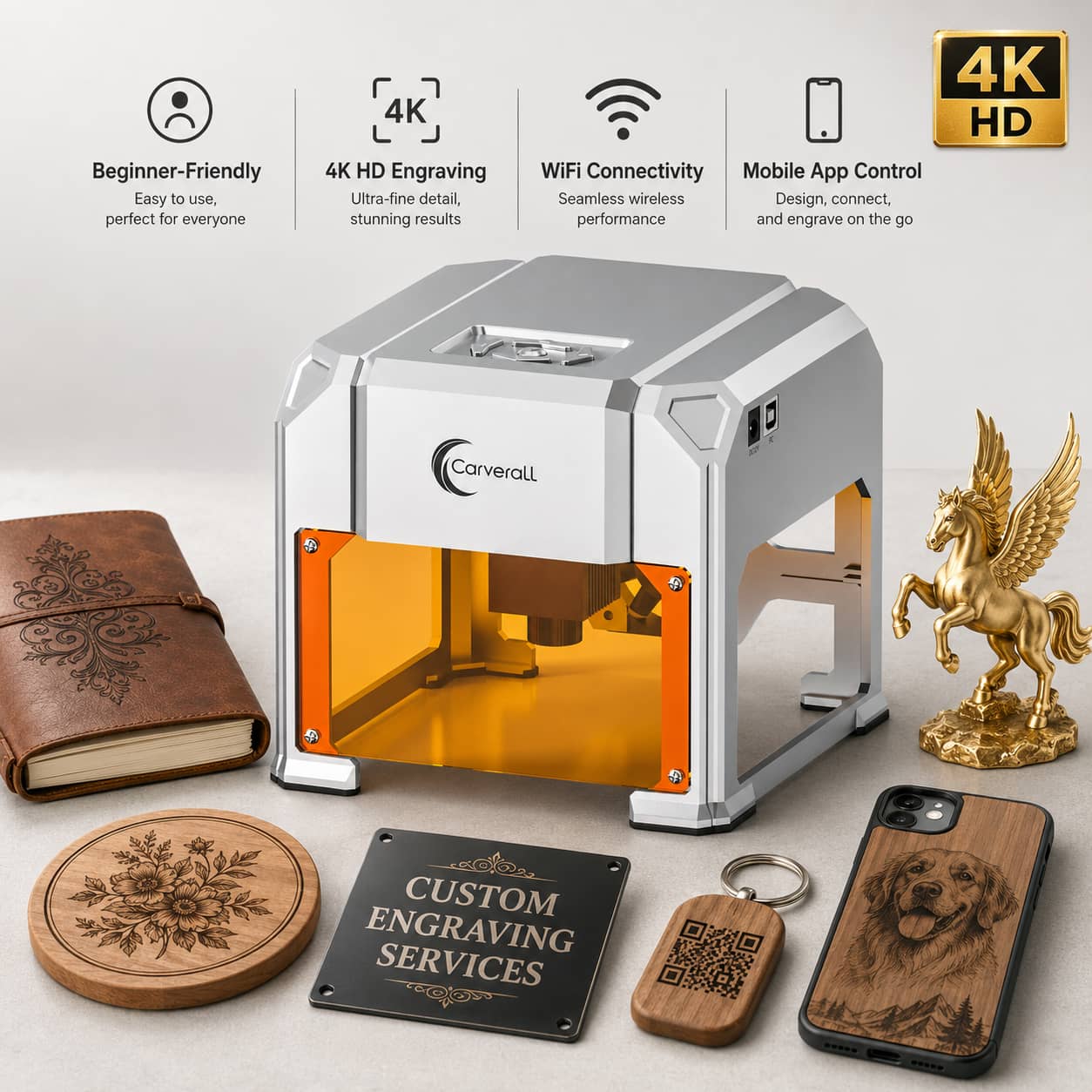 Industrial Handheld Laser Engraver - Carverall Laser Engraver Machine, K4 3W,
